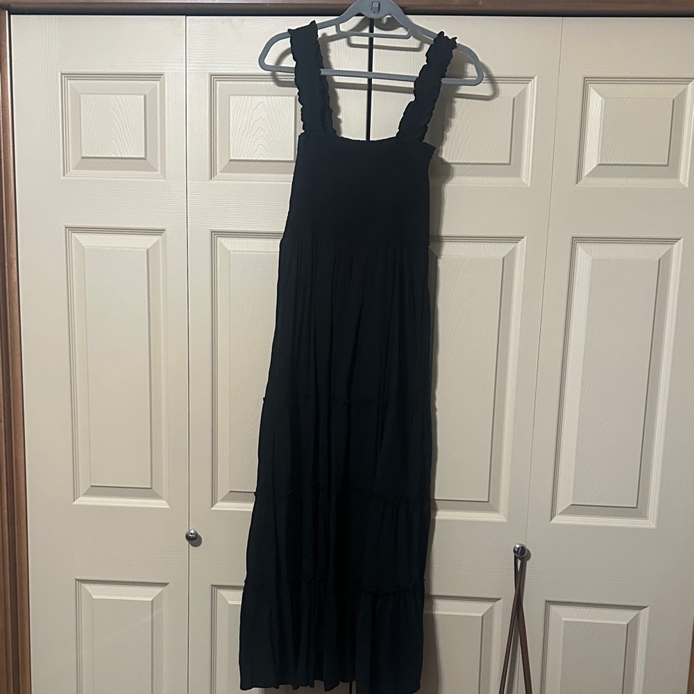 Dip Black Ruffled Maxi Dress